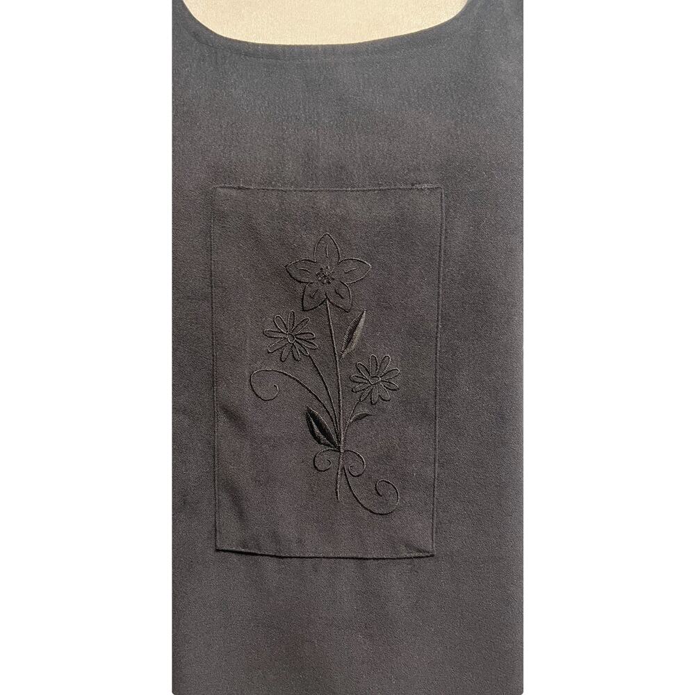 Vintage Maxi Dress Black Medium Modest Lagenlook Long Shift Dress Minimalist - Picture 9 of 10
